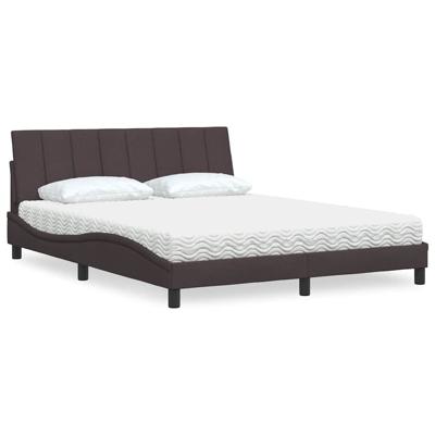 Bed met matras "Hanko" stof donkerbruin 160x200 cm