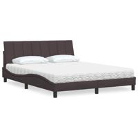 Bed met matras "Hanko" stof donkerbruin 160x200 cm