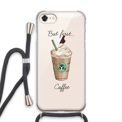 But first coffee: iPhone 8 Transparant Hoesje met koord