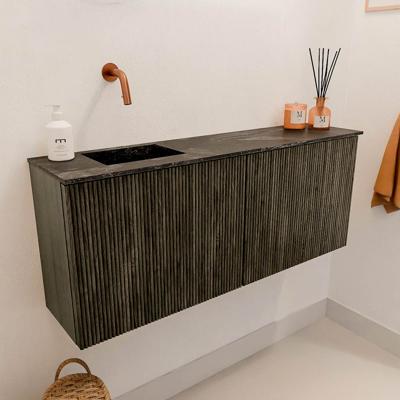 Toiletmeubel Mondiaz Joya Dlux | 100 cm | Meubelkleur Shadow | Faye wastafel Lava Wasbak Links | Zonder kraangat(en)