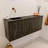 Toiletmeubel Mondiaz Joya Dlux | 100 cm | Meubelkleur Shadow | Faye wastafel Lava Wasbak Links | Zonder kraangat(en)