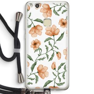 Peachy flowers: Huawei Ascend P10 Lite Transparant Hoesje met koord