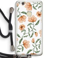 Peachy flowers: Huawei Ascend P10 Lite Transparant Hoesje met koord