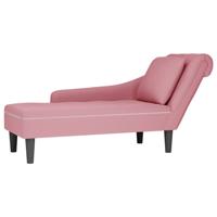 Chaise longue met kussen en rechterarmleuning fluweel roze
