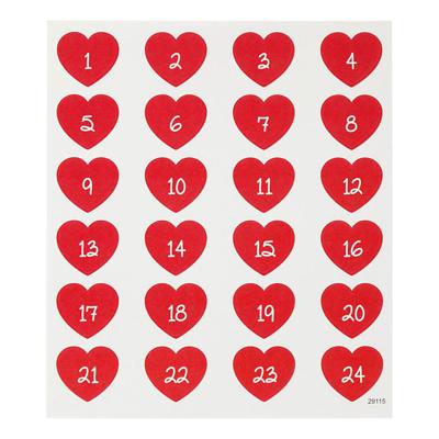 Creativ Company Stickers hart met cijfer, 1 vel