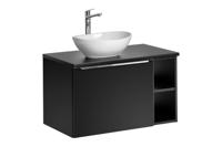 Comad Santa Fe Black badkamermeubel 80cm zwart mat met open kast en glans witte waskom