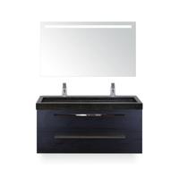 Seville Badmeubelset 120 cm - 2 laden Black Oak - Wastafel Lucca Enkel - met Sence Spiegel