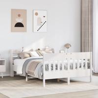 Bedframe zonder matras massief grenenhout wit 150x200 cm