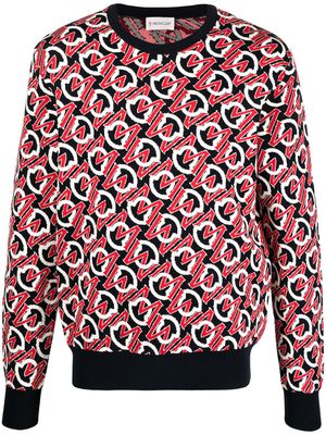 Moncler pull à logo en jacquard - Bleu