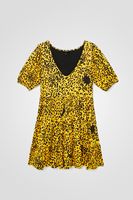 Korte jurk met ruches - YELLOW - S