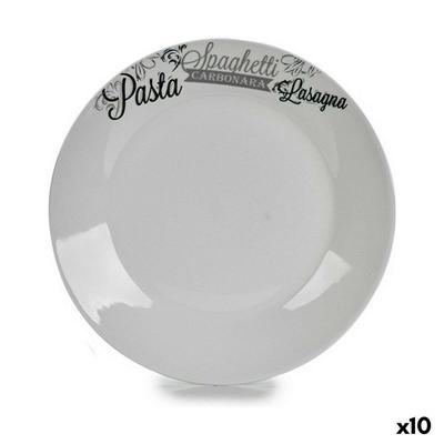 Eetbord 136900A 136900A Wit Zwart Porselein Afgedrukt Pasta Ø 24,4 cm 24 x 2,6 x 24 cm (10 Stuks)