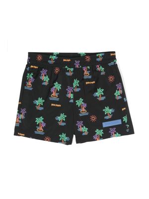 Palm Angels Kids short de bain Neon Palms - Noir