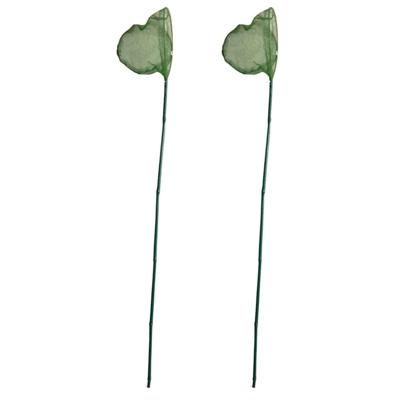 Visnet/schepnet - 2x - bamboe hout - groen - 80 cm