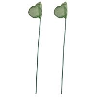 Visnet/schepnet - 2x - bamboe hout - groen - 80 cm