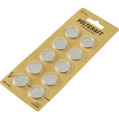 VOLTCRAFT Knoopcel CR2016 3 V 10 stuk(s) 80 mAh Lithium VC-12209095