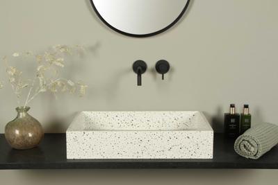 Terrazzo Waschbecken, weiß terrazzo, rechteckig 60×39 cm | TRZ-510lt