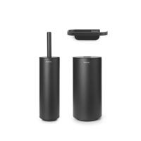 Brabantia MindSet Toilet Accessoiresset - toiletrolhouder - zonder klep - toiletborstelhouder - gesloten - reserverolhouder - mineral infinite grey 303906