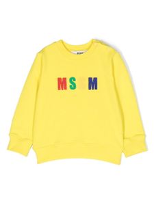 MSGM Kids sweat en coton à logo brodé - Jaune