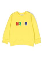 MSGM Kids sweat en coton à logo brodé - Jaune