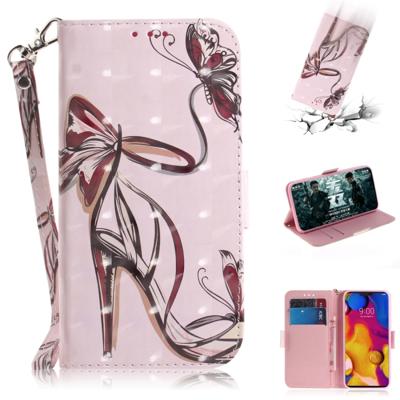 3D-schilderij patroon gekleurde tekening horizontale Flip lederen draagtas met houder & kaartsleuven & portemonnee voor LG V40 ThinQ (Butterfly hoge h