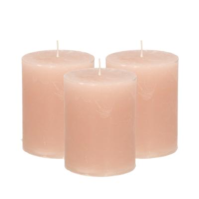 Atmosphera Stompkaars - 3x - taupe - 7 x 9 cm - cilinderkaars - middel rustiek model