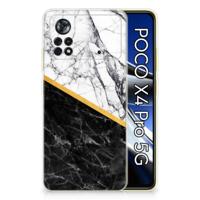 Xiaomi Poco X4 Pro 5G | TPU | Siliconen hoesje | Marmer Wit Zwart - Origineel Cadeau Man