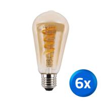 Tuya slimme led filament lamp goud - E27 fitting Edison - Dual White - voordeelset van 6