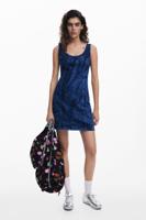 Bedrukte denim jurk - BLUE - L