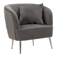 FAUTEUIL ZILVERKLEURIG MET KUSSEN CM 73X66X78