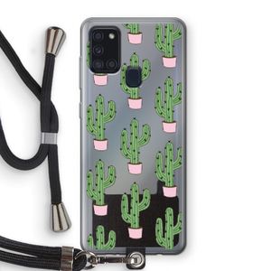 Cactus Lover: Samsung Galaxy A21s Transparant Hoesje met koord
