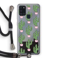 Cactus Lover: Samsung Galaxy A21s Transparant Hoesje met koord