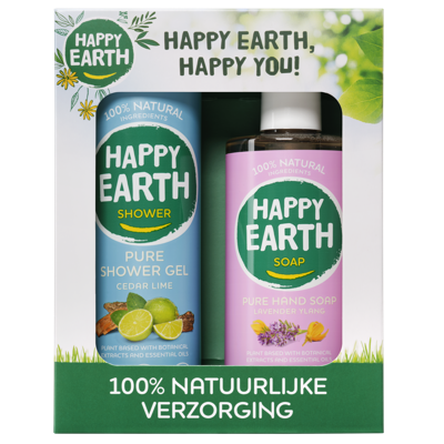 Happy Earth Giftset Cedar Lime Showergel & Lavender Ylang Handsoap