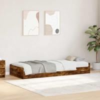 Bedframe met hoofdeinde Gerookt eiken 100 x 200 cm Bewerkt hout