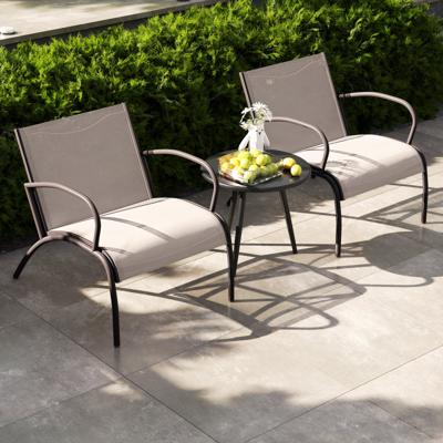 3-delig Tuinmeubelset Balkonset met 2 Stoelen & Tafel Balkonmeubels met Brede Zitting