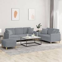 3-delige Loungeset met kussens stof lichtgrijs