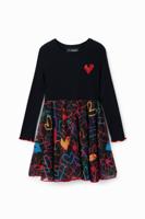 Korte gecombineerde jurk met harten - BLACK - 5/6
