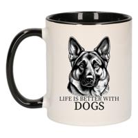 Cadeau mok voor honden liefhebbers - Duitse Herdershond - zwart - keramiek - 300 ml