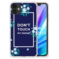 Apple iPhone 11 Anti Shock Case Flowers Blue DTMP - thumbnail