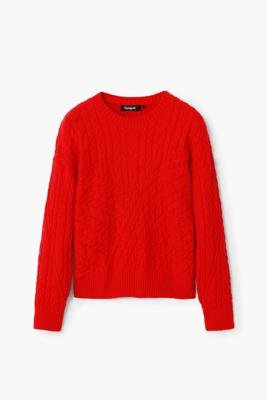 Gebreide trui met reliëf - RED - XL