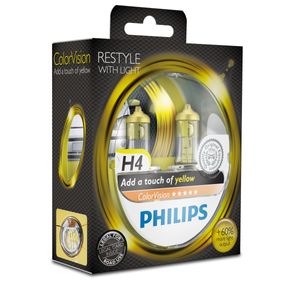 Philips ColorVision Type lamp: H4, gele koplamp voor auto