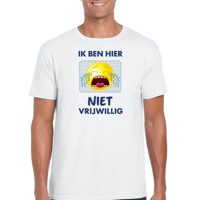 Ik ben hier niet vrijwillig t-shirt wit heren