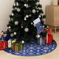 Kerstboomrok luxe met sok 90 cm stof blauw - thumbnail