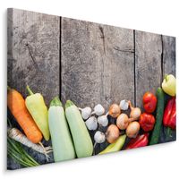 Schilderij - Groente op hout (print op canvas), multi-gekleurd, premium print - thumbnail