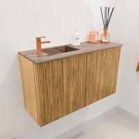 Toiletmeubel Mondiaz Joya Dlux | 70 cm | Meubelkleur Oak | Faye wastafel Arena Wasbak Links | 1 kraangat