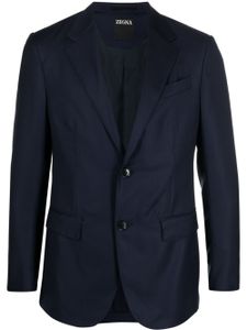 Zegna blazer en laine à revers crantés - Bleu