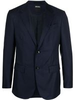 Zegna blazer en laine à revers crantés - Bleu - thumbnail