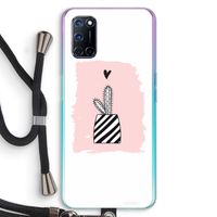 Zwart-wit cactus: Oppo A92 Transparant Hoesje met koord