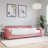 Slaapbank met matras 100x200 cm fluweel roze