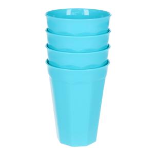 Verjaardag/kinder/camping drink bekers - 4x stuks - 300 ML - blauw - kunststof - onbreekbaar