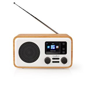 Nedis RDIN2000WT Internetradio Tafelmodel Bluetooth® / Wi-fi Dab+ / Fm / Internet 2.4 " Kleurenscherm 7 W Afstandbestuurbaar App-gestuurd Wekker Hout / Wit